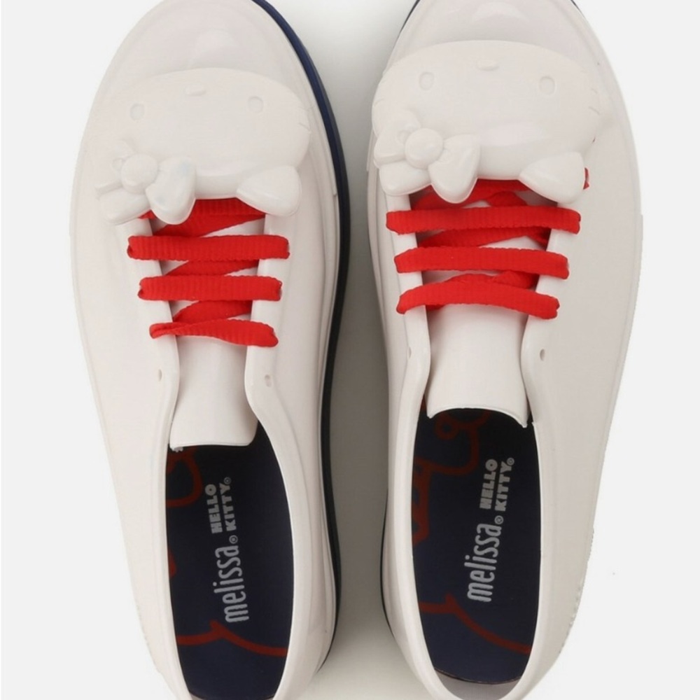 Used Melissa White Sneakers with Red Accents